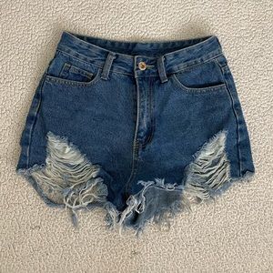 High waisted ripped jeans short
